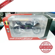 1:12 Scale Motorcycle Superbike Motor Bike Diecast Model Kawasaki Ninja H2R Black Green with Light &