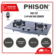 PHISON Built-In Tempered Glass Gas Cooker/Gas Stove/Gas Hob 120mm Double Burner 3.4kW丨PGC-701