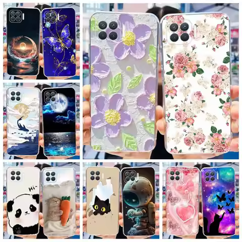 For Oppo Reno4 Lite Case Reno 4F 4Z Colorful Flowers Painted Cover Soft Silicone Phone Case For Oppo