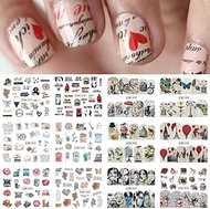 S.A.V.I 12 Sheets of DIY Nail Art Water Transfer Decals, Letters, News Paper, Love, Valentine's Day,