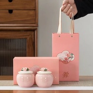 1112 People Ceramic Tea Caddy Hand-Kneaded Flower Three-Dimensional Porcelain Flower Sealed Pot Blac