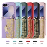 Serasi dengan Samsung Z Flip7/6 Berbilang Kad Gaya Daun Zip Sarung Kulit Pemegang Kad Dompet Kad Skr