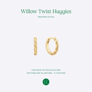 Carrot Club WILLOW TWIST Huggies 14k Gold Plated Silver 925 Hoop Earrings