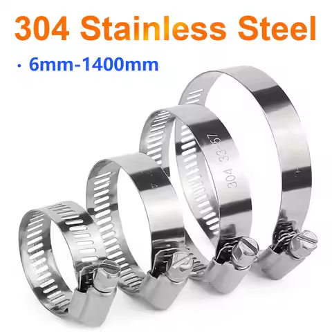 6mm~1400mm Diameter Hose Clamp Adjustable 304 Stainless Steel Fuel Line Hose Pipe Clip for Dryer Ven