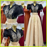 ◧ Ladies Barong Black popsleeve top and skirt