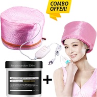 (combo set) Electric Hair Heating Steamer SPA Treatment Hair Cap Home Saloon Hair Mask Krim Lurus Rambut Hair Keratin