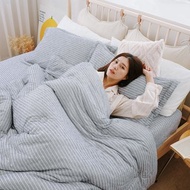 輕柔針織全鋪棉3.5尺單人床包枕套+單人5x7尺棉花糖捲捲被三件組