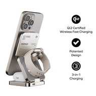 Q2.Mag Momax Qi2แบบ3-In-1พับได้15W แท่นชาร์จไร้สายแม่เหล็ก