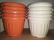set of 5pcs. BIG round plant pot / garden pot 30x22cm - orange or white / paso / pots for plants