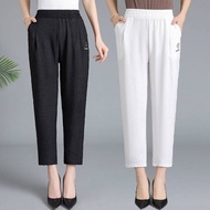 2025 Summer New Middle-Aged and Elderly Women's Pants Mom Pants Elastic Loose Thin Harem Pants Women