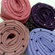 BAWAL COTTON BATU TABUR PUTIH BIDANG 45 Square Hijab