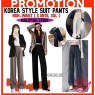 ~Ship From KL~ Korean style suit pants high waist elastic waist straight leg pants women High-Waist 