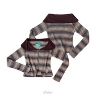 DADDY | Addison Top เสื้อปาดไหล่ สีน้ำตาลดำ สุดน่ารัก