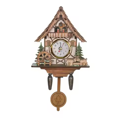 New Wooden Cuckoo Clock Wall Mounted Non Hourly Chime Hanging Clock Retro Wall Clock Household Use