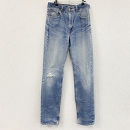 Levi's 牛仔褲/破洞牛仔褲，拉鍊門襟，靛藍色，W34 碼，古著。
