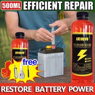 【500ml】Car battery water.Battery acid water Battery repair liquid battery acid water Serbuk bateri k