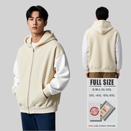 Oversized zipper hoodie (S-6XL) Plain jacket combination CREAM WHITE Men's oversized zipper hoodie j