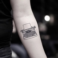 OhMyTat 打字機 Typewriter 刺青圖案紋身貼紙 (2 張)