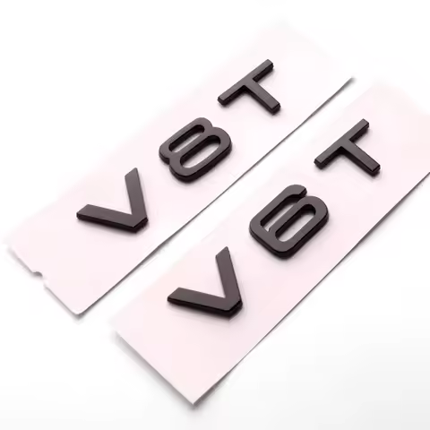 3D ABS Chrome Black V8T Logo V6T Emblem Letters For Audi Stickers A4 A1 A5 Q3 Q5 Q7 S5 A6 V6T S8 V8T