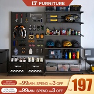 Rak Serbaguna Heavy Duty Standing Pegboard Rak Besi Bertingkat Metal Adjustable Rack Shelf Rak Dapur