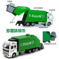 1:36 Alloy Garbage Truck Metal Toy Cars Recycling Truck Lori Sampah Rubbish Lorry Green Pull Back Tr