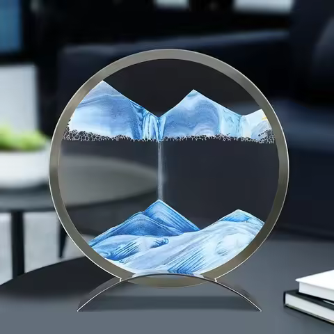 Metal Base Sandscape Moving Sand Art Picture Kinetic Quicksand Liquid Hourglass Flowing Sand Paintin