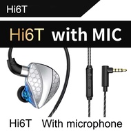 Hi6T Dynamic Earphones Hi-Res HiFi Stereo Surround Music Headsets With Mic In-Ear Sport Game Live St
