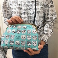 【插畫家Ringo】貓咪學院--湖水藍/日本職人手工製作硬版型口金包