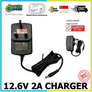 12.6v 2A Battery Charger Safety Mark Approved 12v LED lithium 3Pin SG Plug UK plugs AC DC Power Supply Adapter 5.5mm