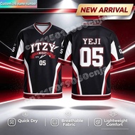 Kpop ITZY Midzy Yeji 05 Color Block V Neck Sports Jersey Breathable Top Family Matching Parent Child