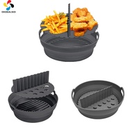 OKDEALS01 Silicone Air Fryer Baking Pan with Dividing Pad Round Air Fryer Baking Tray Air Fryer Accessories Heat Safe Air Fryer Baking Basket Oven