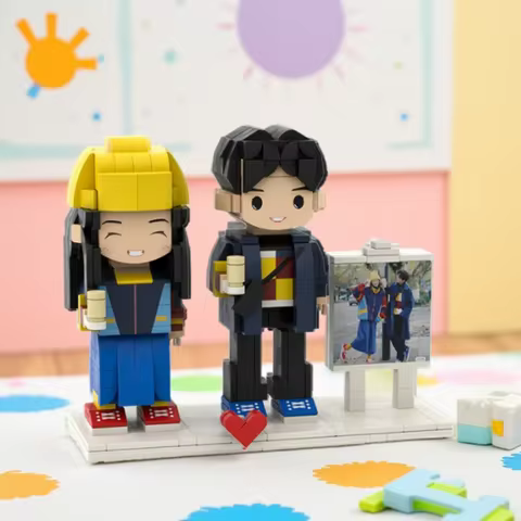 Orange plan custom Building blocks character personalized couple set full body 2 minifigures small g