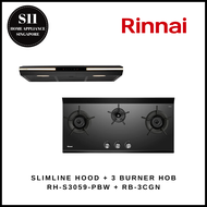 RINNAI RH-S3059-PBW SLIMLINE HOOD + RB-3CGN 3 BURNER BUILT IN HOB *BUNDLE DEAL* - 1 YEAR WARRANTY