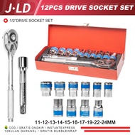 JLD Impact Kunci Set Socket Sok Kunci Sok Wrench 1/2 Handle Multifungsi  Kunci shock Wrench Set Car 