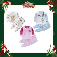 6-12mos. 1-2y0 2-3yo Imported Quality Cotton Long Sleeves Pajama Sleep Terno for kids girls boys