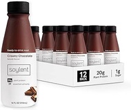 Soylent Creamy Chocolate Meal Replacement Shake, Ready-to-Drink Plant Based Protein Drink, Contains 20g Complete Vegan Protein and 1g Sugar, 14oz, 12 Pack