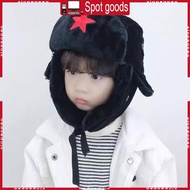 XI Russian Hat Ushanka Plush Hat Caps Windproof Warm Earflap Russian Bomber Hat for Skiing Camping H