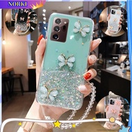 Casing For Huawei Y7A Y6P Y7P Y8P 2020 Y6 Y7 Y9 Y9Prime 2019 3D Butterfly Bling Glitter Lanyard Sili
