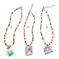 flgo Candy-Colored  Beaded Necklace Bohemian Acrylic Necklace Handmade Bohemian Bead Necklace Clavic