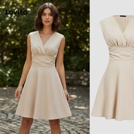 (trendy3)Lovito Elegant Plain Structure Line Dress for Women L113MD432