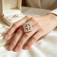 Full Diamond Jewelry Wide Version Zircon Ring 5 Carat Imitation Moissanite Ring Luxury Ring Ring Ope