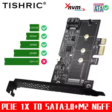 TISHRIC PCI E Express Expansion Card PCIE 1X To SATA3.0 M2 NGFF Controller PCIE Sata Adapter M.2 NGF