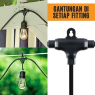 Fitting kabel Lampu Gantung Outdoor E27 10 fitting 10 meter Waterproof Kabel Fiting Hias Cafe