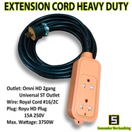 Extension Cord Heavy Duty with Royal Cord 16/2 and Omni HD Outlet and Royu HD Plug