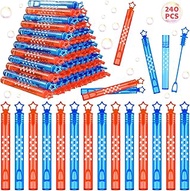 240 Pcs 4th of July Star Mini Bubble Wands Patriotic Bubble Bulk Party Favors Red Blue Small Bubble 