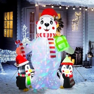 Zone1-SG Mingzhe Cute Inflatable Bear Xmas Decor with Colorful Light 5.9ft for Yard (US Plug 100 to 