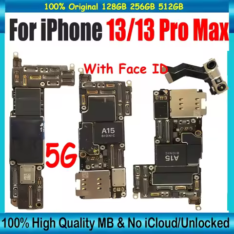 Clean ICloud Unlocked For iPhone 13 Pro Max Motherboard With Face ID Logic Board For iPhone 13 / 13