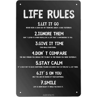 Retro Sign Tin Sign 7 Rules of Life Motivational Poster Sign Wall Decor Shed Garage Man Cave Kitchen