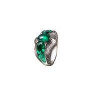 NN by NGHI Platinum, Silver and Colombian Muzo Emerald Rush Ring