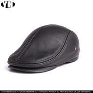 Brand Mens Real Genuine sheep Leather baseball Cap brand Newsboy Beret Hat winter warm caps hats Cow